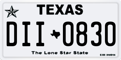 TX license plate DII0830