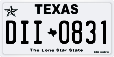 TX license plate DII0831