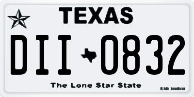 TX license plate DII0832