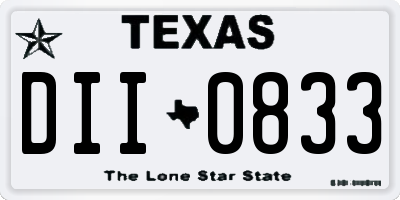 TX license plate DII0833
