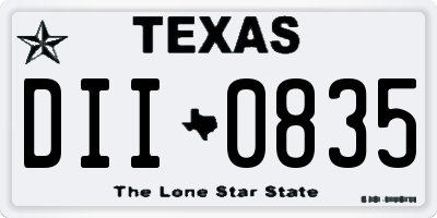 TX license plate DII0835