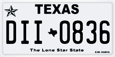 TX license plate DII0836