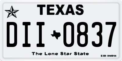 TX license plate DII0837