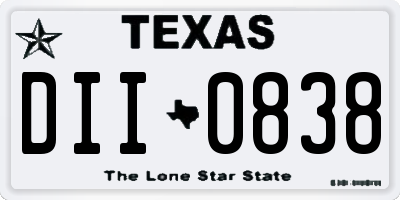 TX license plate DII0838