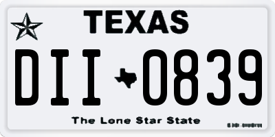 TX license plate DII0839