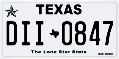 TX license plate DII0847