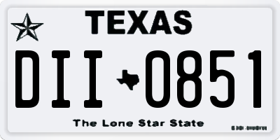 TX license plate DII0851