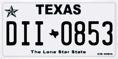 TX license plate DII0853