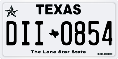TX license plate DII0854