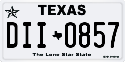 TX license plate DII0857