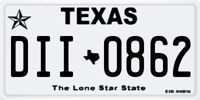 TX license plate DII0862
