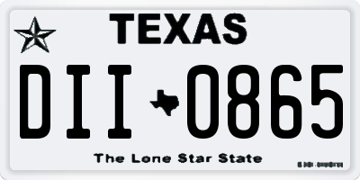 TX license plate DII0865