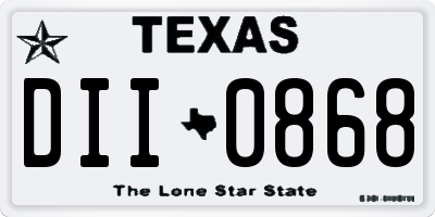 TX license plate DII0868