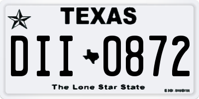 TX license plate DII0872