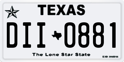 TX license plate DII0881