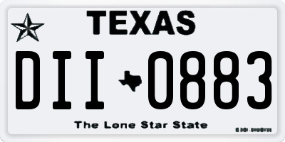 TX license plate DII0883