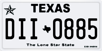 TX license plate DII0885