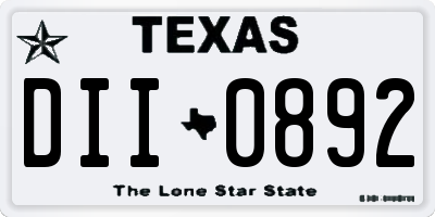 TX license plate DII0892