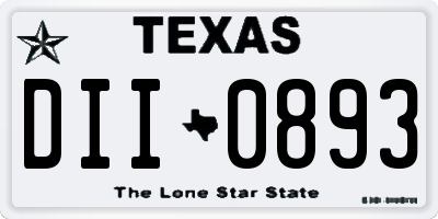 TX license plate DII0893