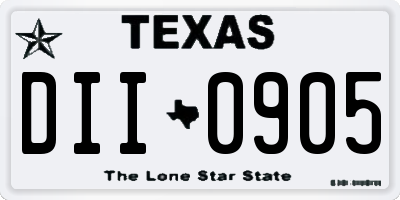 TX license plate DII0905