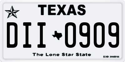 TX license plate DII0909