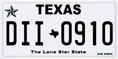 TX license plate DII0910