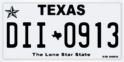 TX license plate DII0913