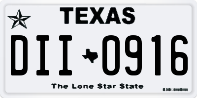 TX license plate DII0916