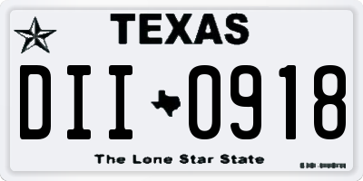 TX license plate DII0918