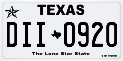 TX license plate DII0920