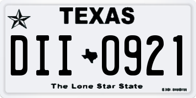 TX license plate DII0921