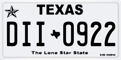 TX license plate DII0922