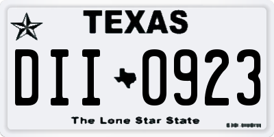 TX license plate DII0923