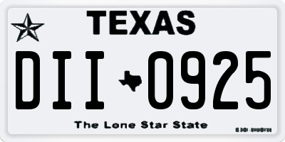 TX license plate DII0925