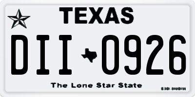 TX license plate DII0926