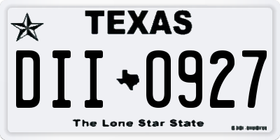 TX license plate DII0927