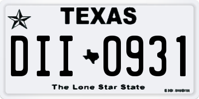 TX license plate DII0931