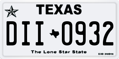 TX license plate DII0932