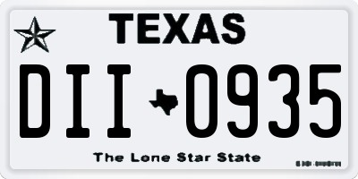 TX license plate DII0935