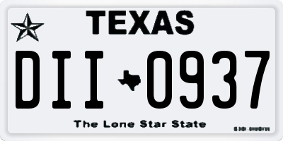 TX license plate DII0937
