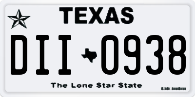 TX license plate DII0938