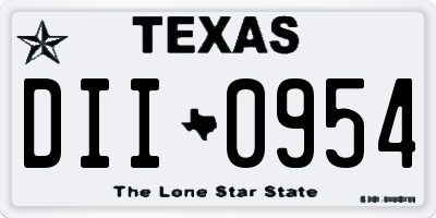 TX license plate DII0954