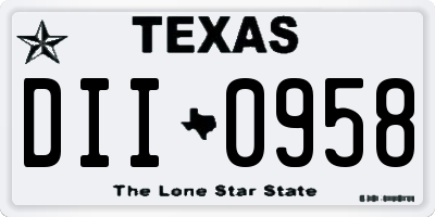 TX license plate DII0958