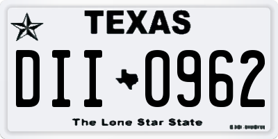 TX license plate DII0962