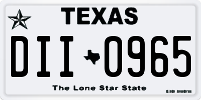 TX license plate DII0965