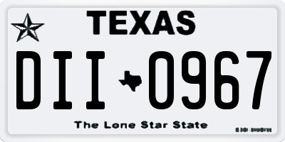 TX license plate DII0967