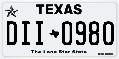 TX license plate DII0980