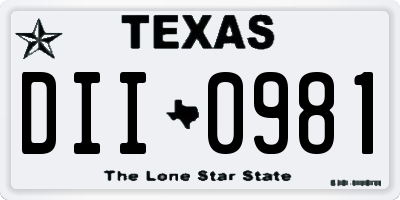 TX license plate DII0981