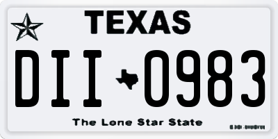 TX license plate DII0983