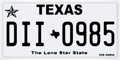 TX license plate DII0985